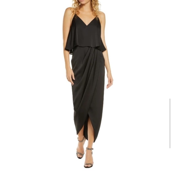 Shona Joy Dresses & Skirts - Shona Joy Black Luxe Frill Tulip Hem Maxi cocktail party wedding dress size 6